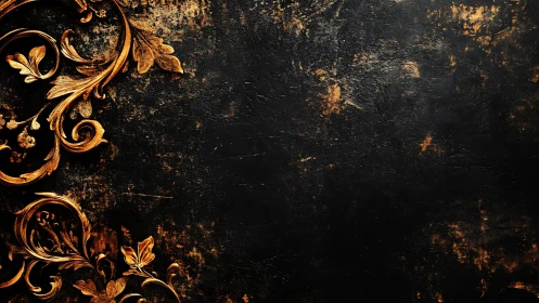 Ornate golden flourishes frame a dark textured backdrop.