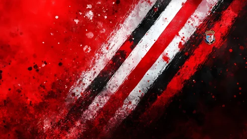 Bold red stripes surge forward in a splash of team pride