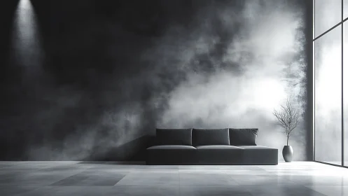 Tempestuous Reverie: Stormscape Sofa Contemplation
