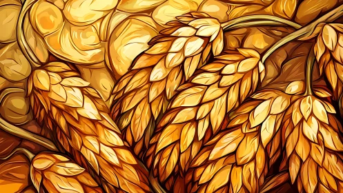 Layered stylized barley ears rendered with high contrast vector shading