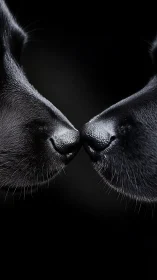 Two Noses Touch in Perfect Black and White Harmony