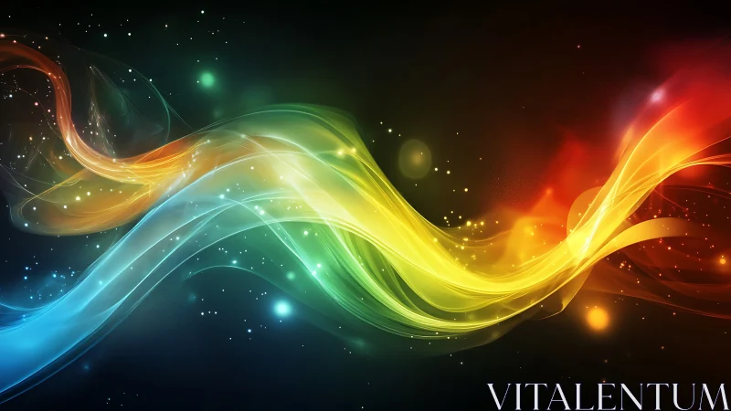 Radiant multicolor light wave arcs across deep cosmic space