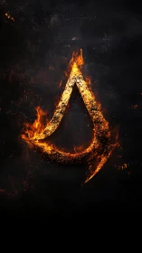 Burning Crescent Symbol with Fiery Glow.