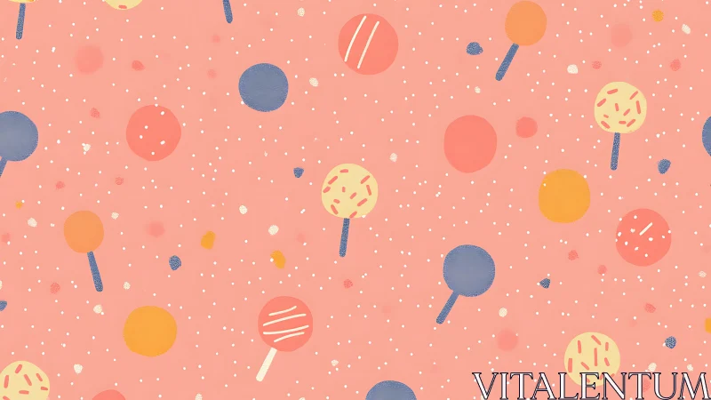 Playful Lollipop Pattern with Floating Spheres.