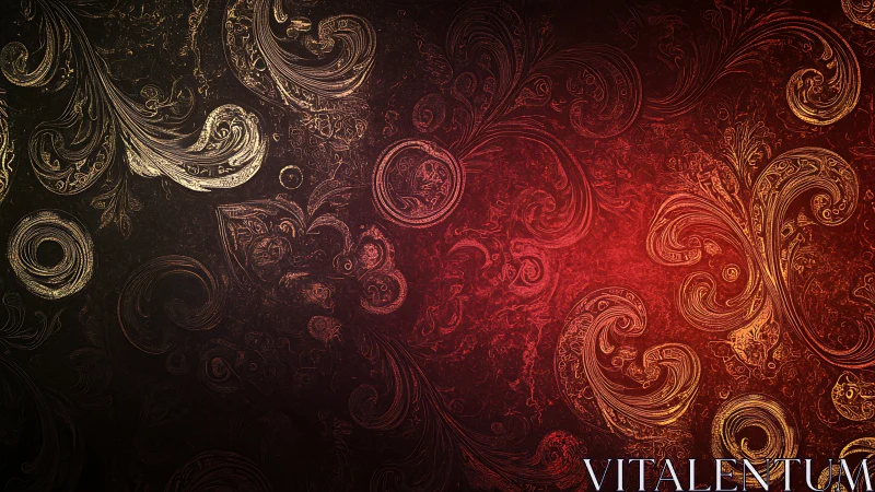 Glowing baroque swirls curl across a warm vintage backdrop