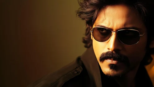 Cool confident portrait with warm light and dark shades.