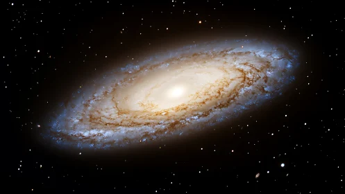 Edge-on spiral galaxy with bright central bulge in space.