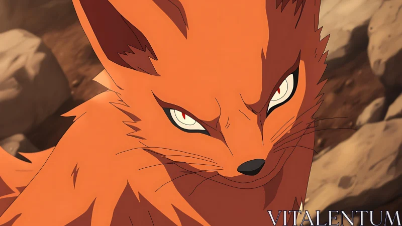 Fox-like anime creature with intense focused expression.