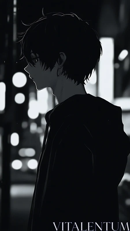 Monochrome anime profile studies nocturnal urban isolation
