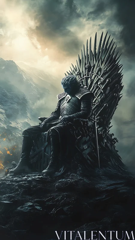 Frozen warlord slumbers upon a storm crowned iron throne