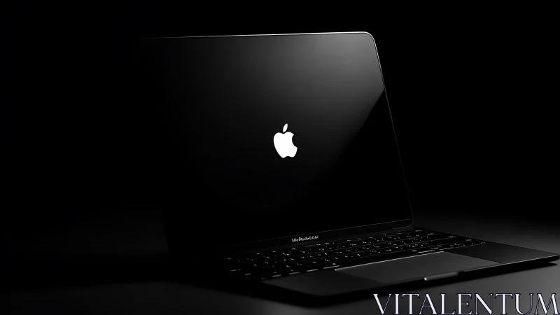 Midnight laptop altar glowing in minimalist darkness.