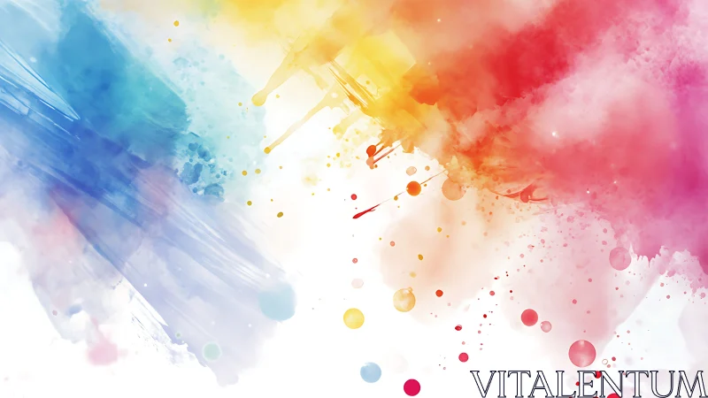 Vibrant watercolor splashes blend warm and cool color fields