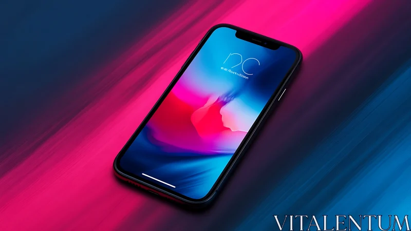 Modern smartphone glowing against vibrant neon backdrop.