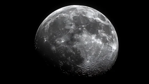 Lunar surface detail under high contrast illumination.