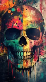 Chromatic skull drenched in dripping neon dreams of decay.
