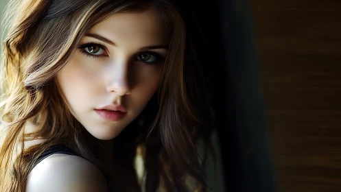 Soft-lit gaze in amber tones, a quiet portrait in pause.