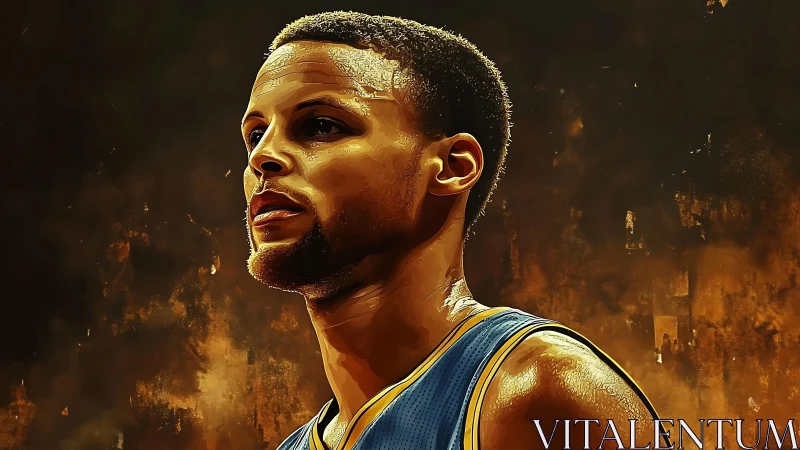 Digital portrait of basketball player in warm backlight.