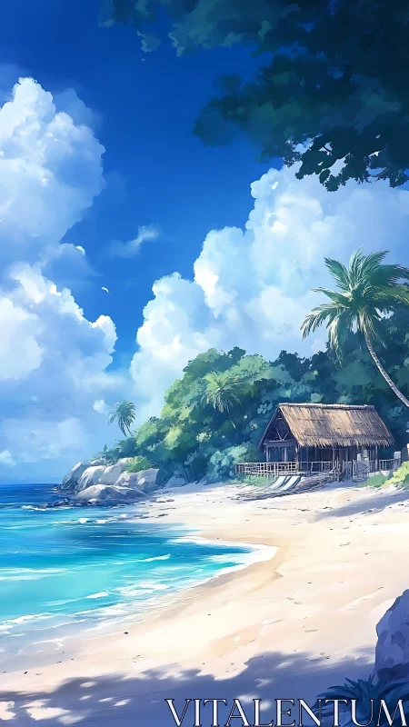 Tropical Beach Escape: Sandy Shores and Sky Dreams.