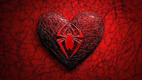 Spider Symbol Embedded in Woven Heart Frame Structure