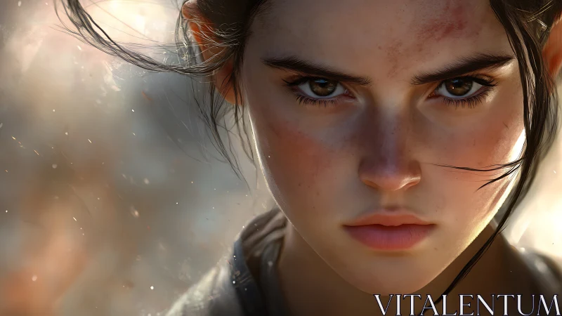 Fierce young warrior meeting the world with steady resolve.