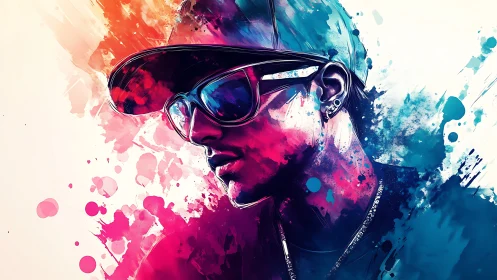 Neon-splashed urban portrait of a cool reflective dreamer.