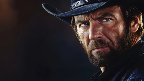 Intense bearded cowboy portrait uses high-contrast rim lighting