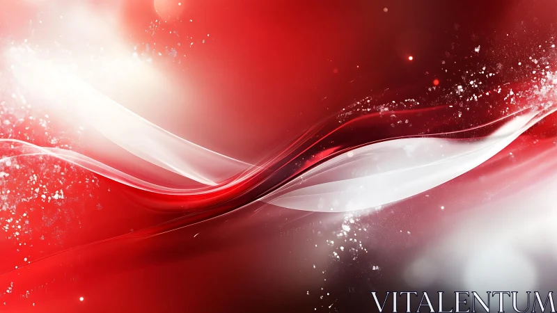 Dynamic Red and White Abstract Waves Digital Art Background.