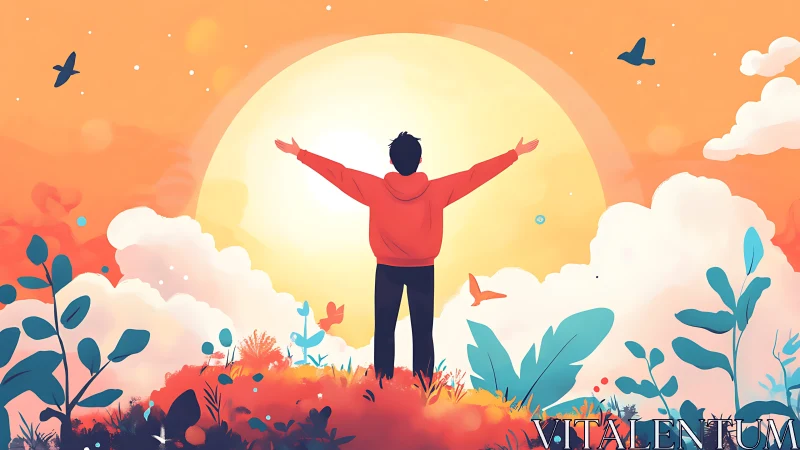 Embracing sunrise joy on a glowing, hope-filled morning.