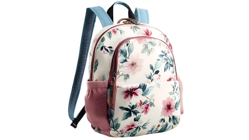Charming Floral Backpack with Sky Blue Straps