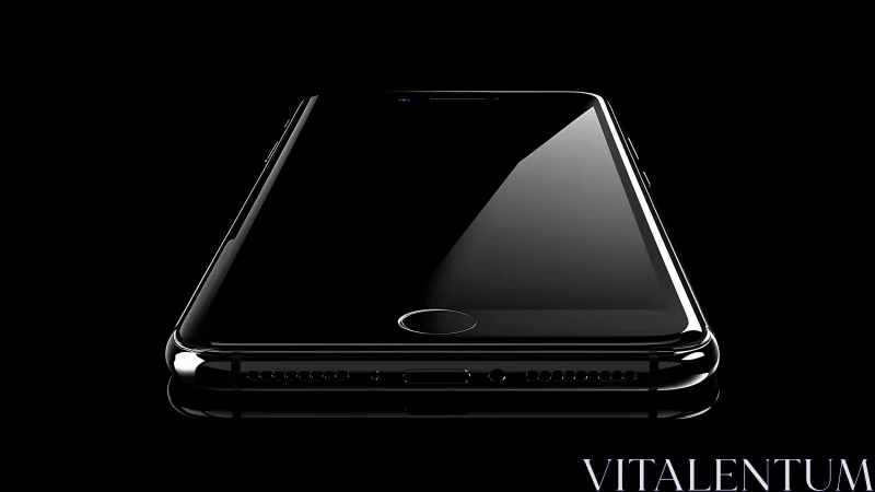 Premium smartphone rendered with high-gloss finish against pure black backdrop.