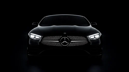 Front-lit luxury coupe with illuminated diamond grille detail.