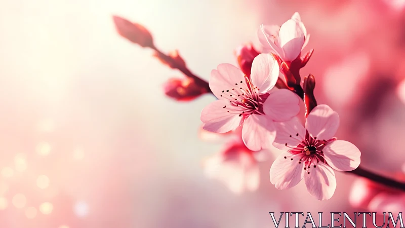 Delicate Blossoms Dance in Soft Pink Luminescence