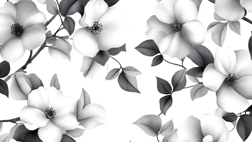 Monochrome Blossoms Dance Across Luminous Canvas