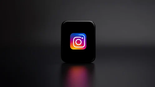 Instagram app icon glows on dark smartphone display.