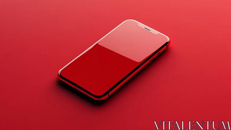 Red Smartphone Rendered on Cardinal Background.