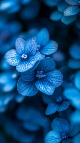 Blue Hydrangea Florets with Shallow Depth Field.