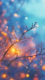 Luminescent Branches Against Twilight: Bokeh Rendered Nature Study