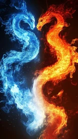 Blue ice dragon and red fire dragon in direct contrast.