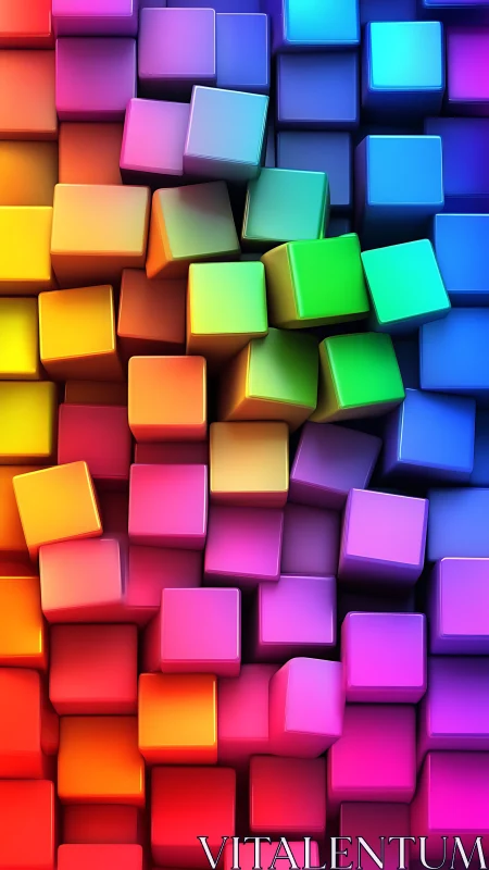 Chromatically modulated voxel array with layered depth rendering.