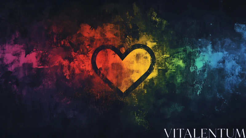 Rainbow Heart on Graffiti Wall.