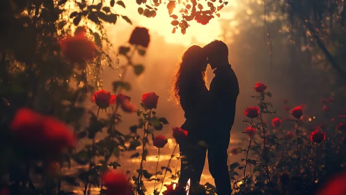 Golden Hour Romance Among the Roses.