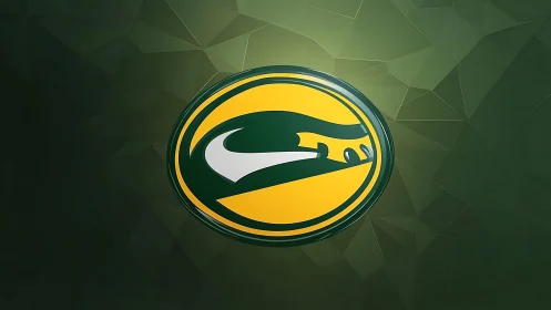 Glossy green and yellow emblem rendered with 3D depth