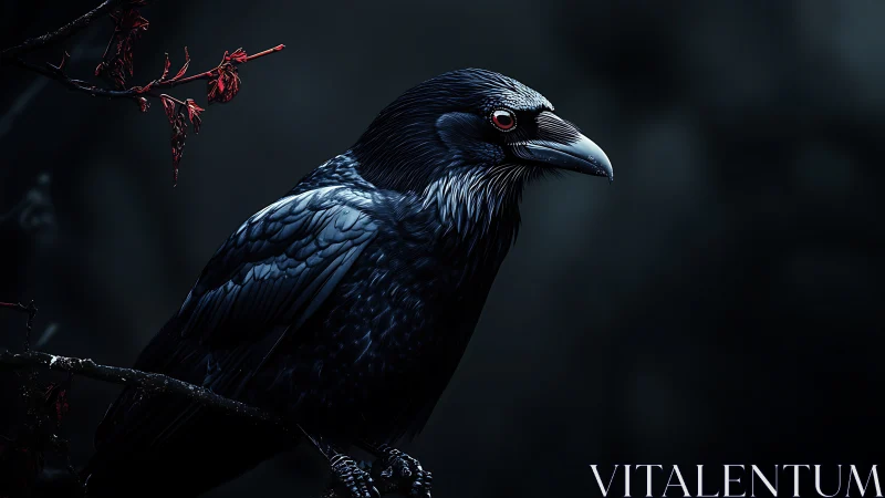 Striking Black Crow Perched with Dramatic Presence