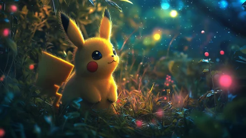 Yellow creature rendered in glowing forest environment.