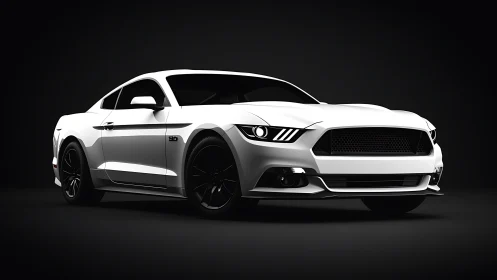 Sleek white sports coupe glows boldly against deep black