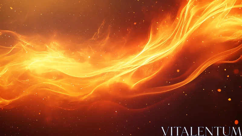 Abstract Fiery Wave in Motion with Bright Orange and Yellow Tones.