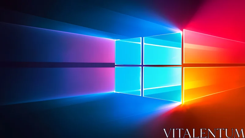 Chromatic window icon rendered with luminous radial gradients