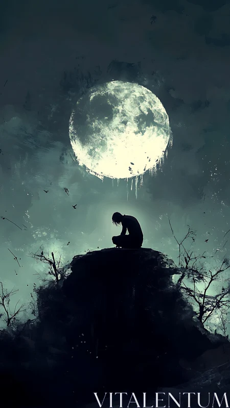Moonlit solitude on a cliff of quiet, stormy thoughts.