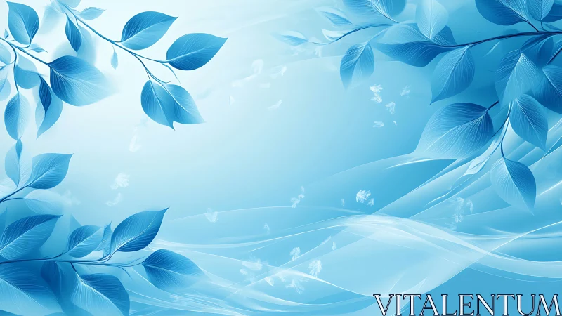 Translucent blue foliage framing ethereal flowing light field