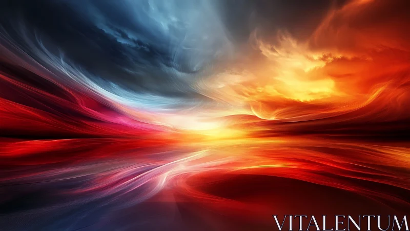 Fiery abstract horizon merges storm light and motion.